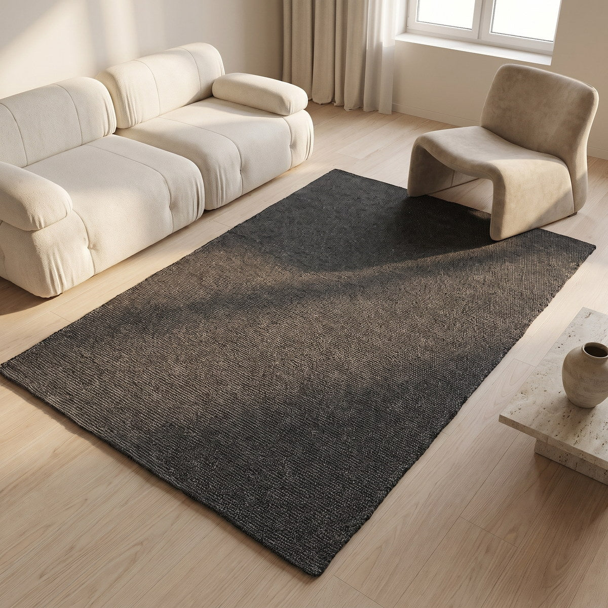 Tapis de salon en laine onyx - Trapani - ambiance salon 2