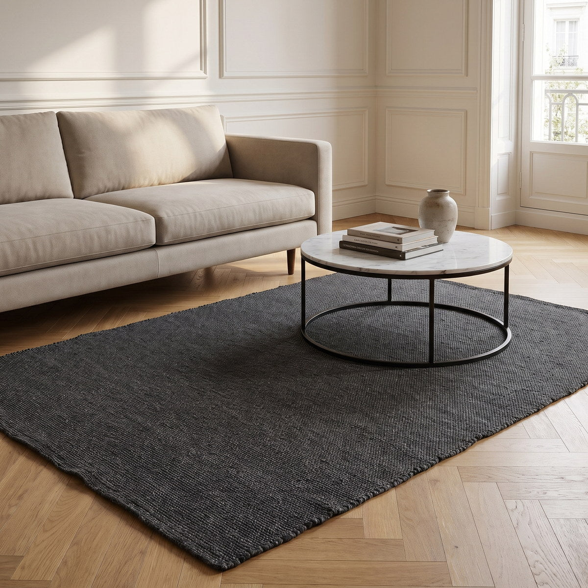 Tapis de salon en laine onyx - Trapani - ambiance salon 3