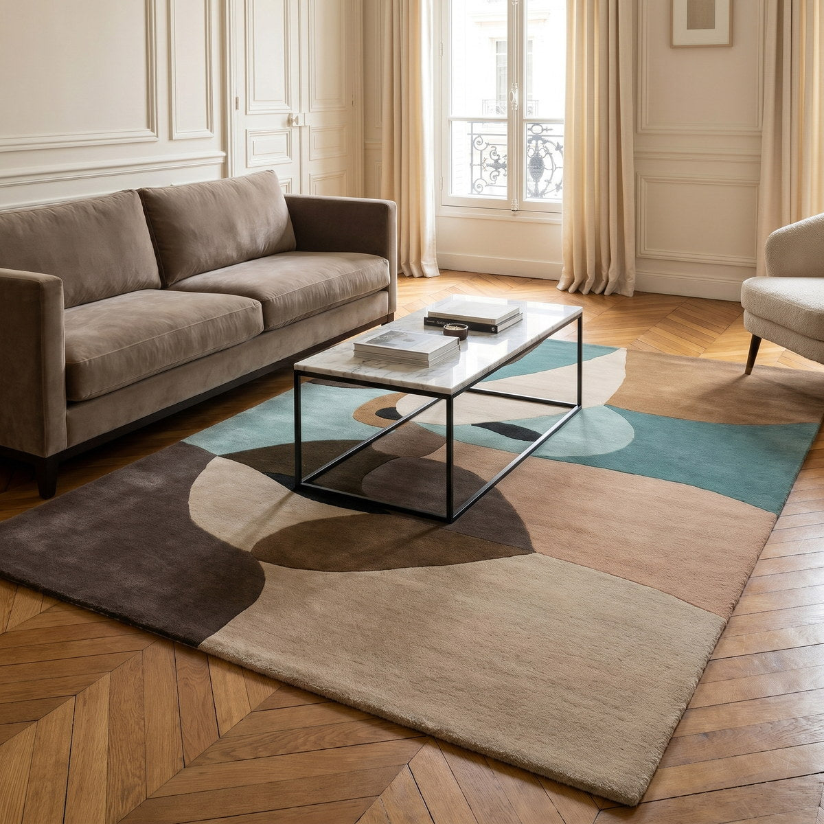 Tapis de salon en laine pastel - Foligno - ambiance salon 3
