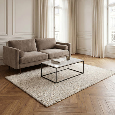 Tapis de salon en laine sable - Pienza - ambiance salon 3