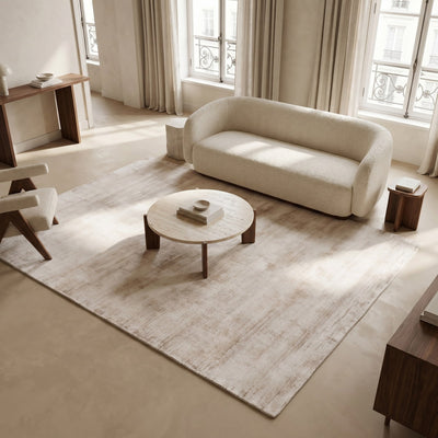 Tapis design en viscose argenté - Perugia - ambiance salon 1