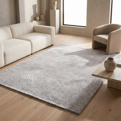 Tapis design en viscose argenté - Novara - ambiance salon 2