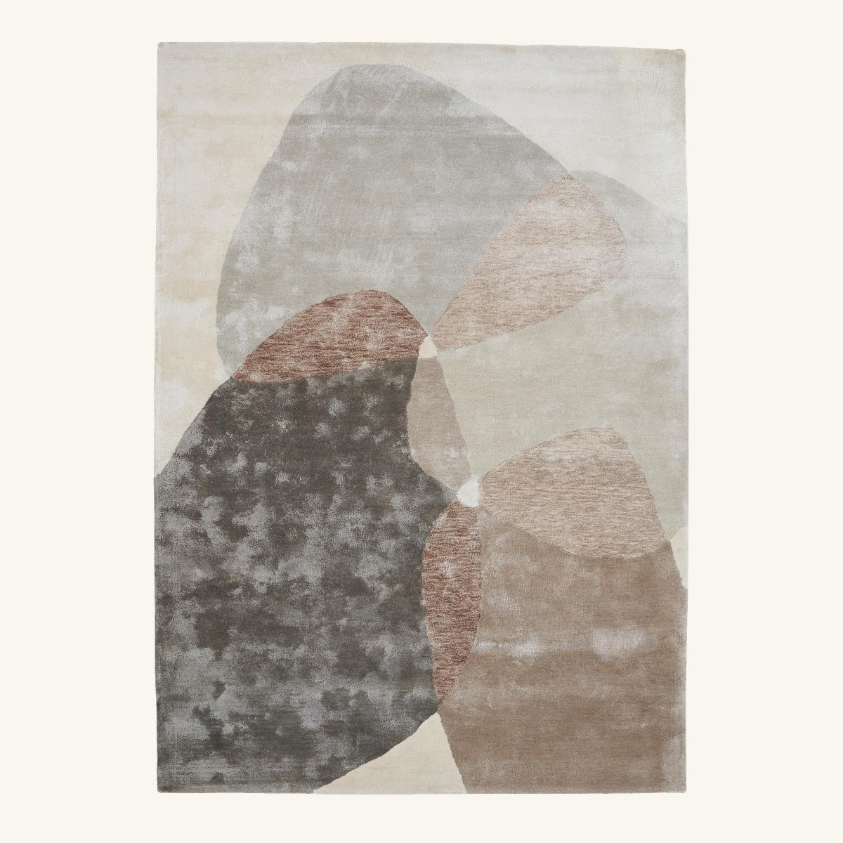 Tapis design en viscose beige - Brescia - fond #F9F6F0 détouré