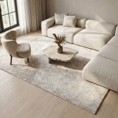 Tapis design en viscose beige - Giulia - ambiance salon 2