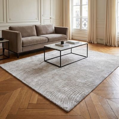 Tapis design en viscose beige - Giulia - ambiance salon 3