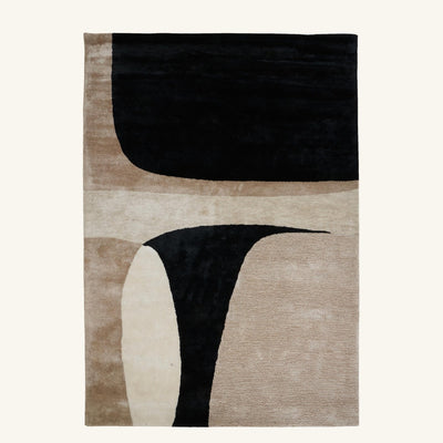 Tapis design en viscose beige - Prato - fond #F9F6F0 détouré