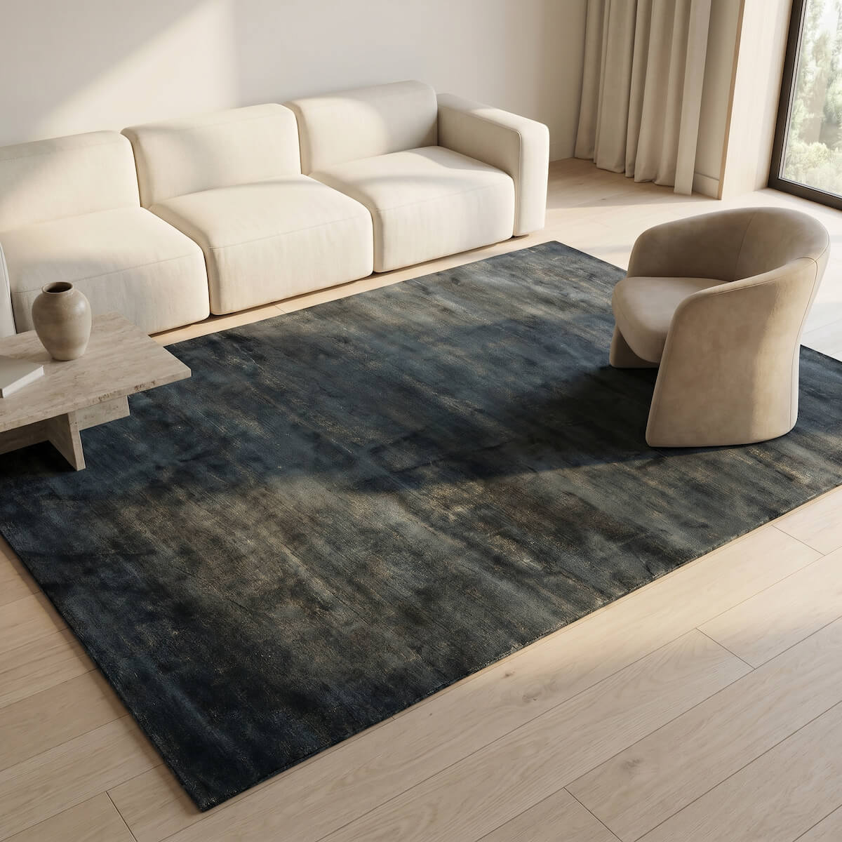 Tapis design en viscose bleu - Agrigento
