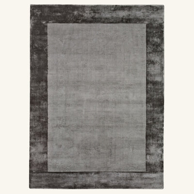 Tapis design en viscose gris - Aurelia - fond #F9F6F0 détouré