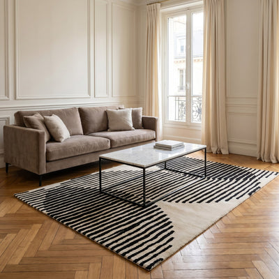 Tapis design en viscose ivoire - Jolie - ambiance salon 3