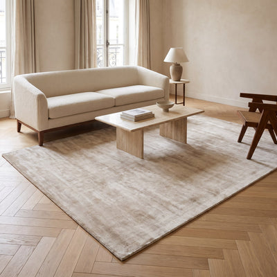 Tapis design en viscose naturel - Macerata - ambiance salon 1