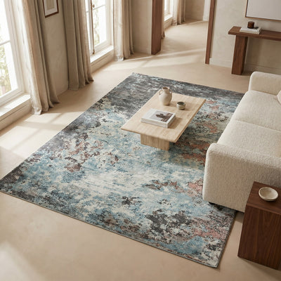 Tapis design en viscose naturel - Rosalia - ambiance salon 1