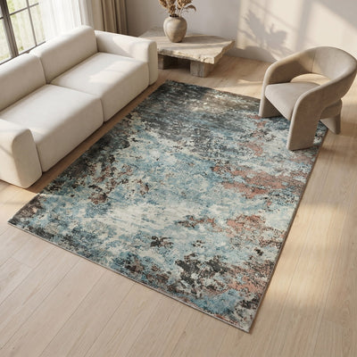 Tapis design en viscose naturel - Rosalia - ambiance salon 2