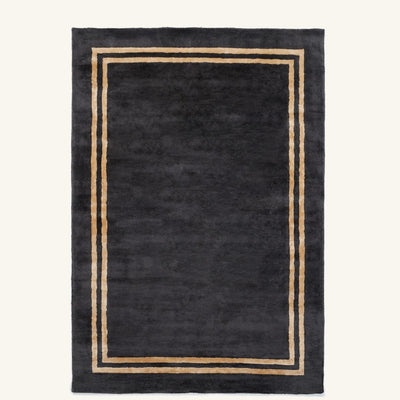 Tapis design en viscose noir - Salerno - fond #F9F6F0 détouré