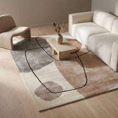 Tapis design en viscose sable - Enna - ambiance salon 2
