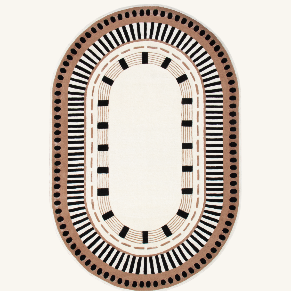 Tapis de salon en laine et viscose ivoire - Capua