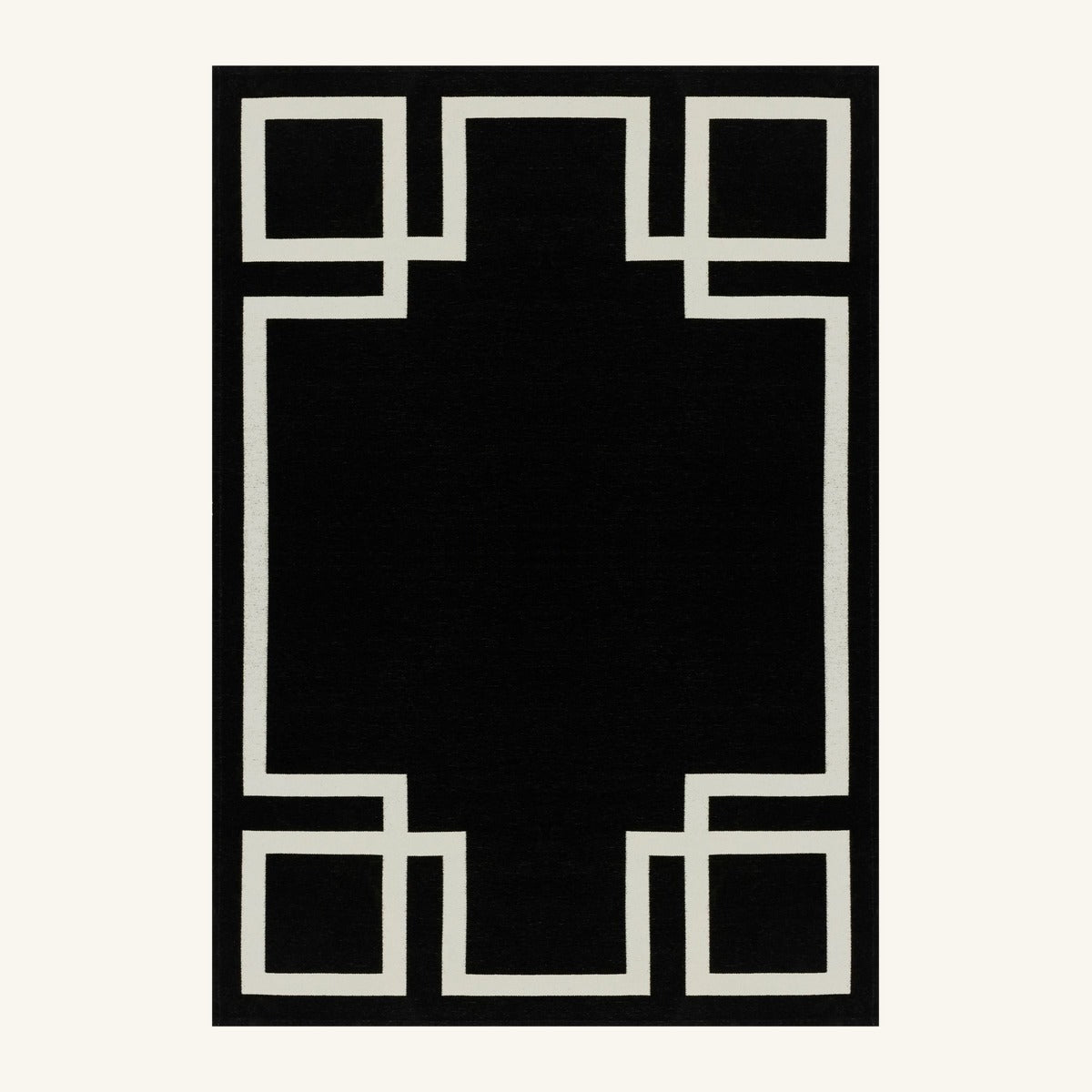 Tapis lavable art déco noir - Mantova - fond #F9F6F0 détouré