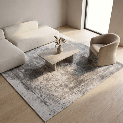 Tapis lavable de salon anthracite - Verona - ambiance salon 2