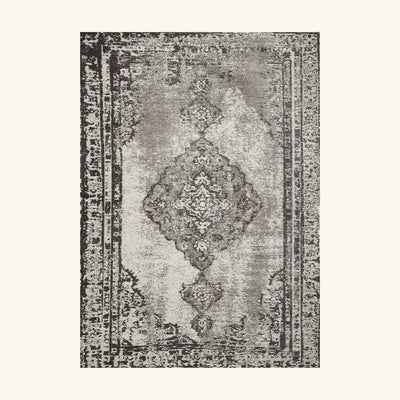 Tapis lavable de salon argenté - Celestia - fond #F9F6F0 détouré