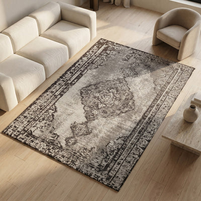 Tapis lavable de salon argenté - Celestia - ambiance salon 2