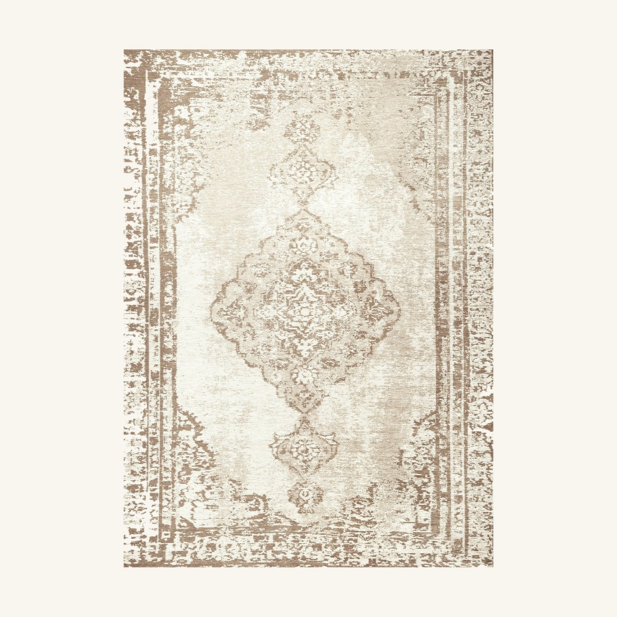 Tapis lavable de salon beige crème - Allegra - fond #F9F6F0 détouré
