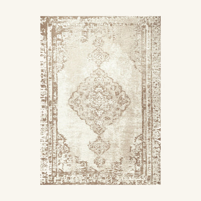 Tapis lavable de salon beige crème - Allegra - fond #F9F6F0 détouré