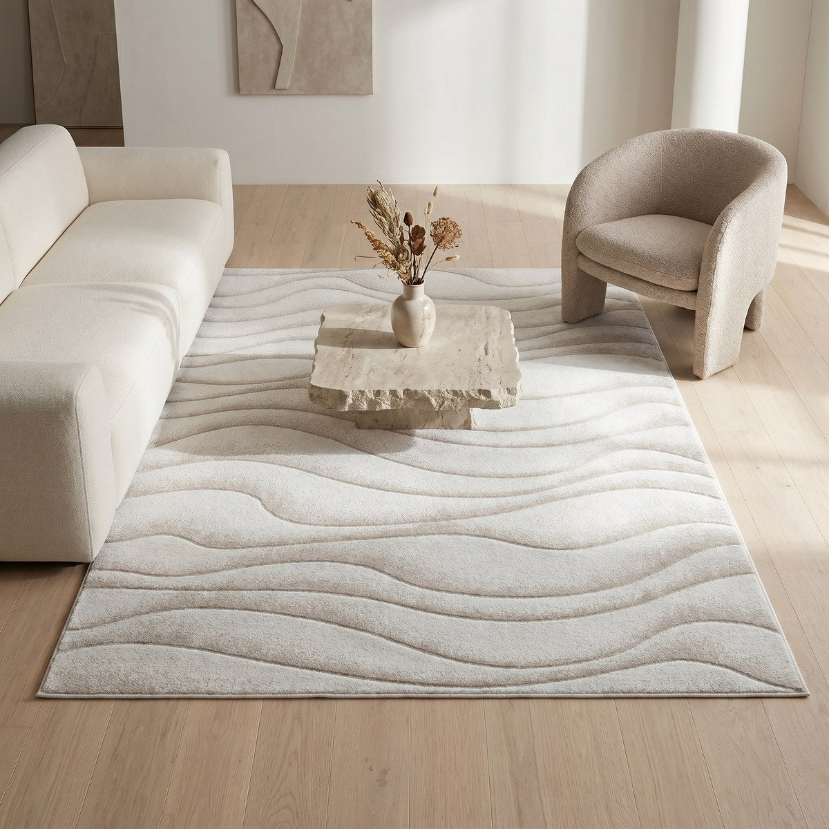 Tapis lavable de salon beige - Firenze - ambiance salon 2