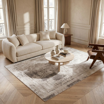 Tapis lavable de salon beige - Livia - ambiance salon 1