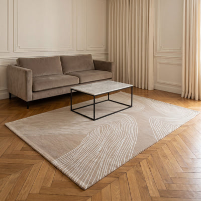Tapis lavable de salon beige - Napoli - ambiance salon 3