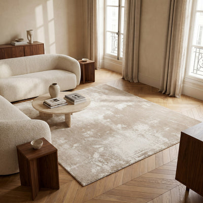 Tapis lavable de salon beige - Savona - ambiance salon 1