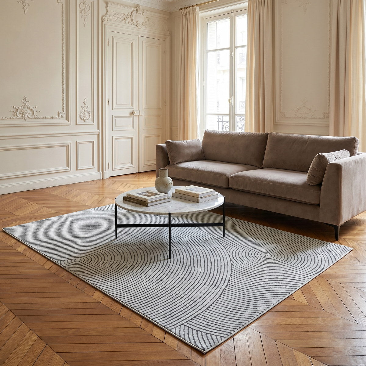 Tapis lavable de salon blanc - Umbria - ambiance salon 3