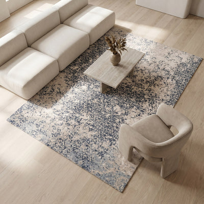 Tapis lavable de salon bleu - Urbino - ambiance salon 2