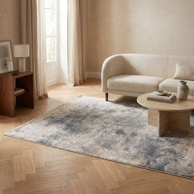 Tapis lavable de salon gris - Ariella - ambiance salon 1
