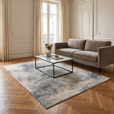 Tapis lavable de salon gris - Ariella - ambiance salon 3