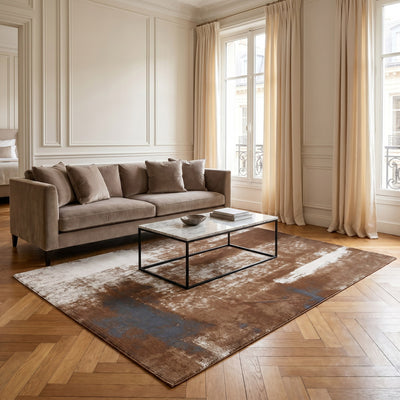 Tapis lavable de salon gris - Taranto - ambiance salon 3