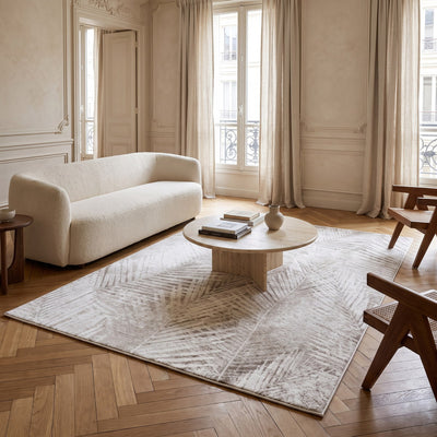 Tapis lavable de salon ivoire - Monza - ambiance salon 1
