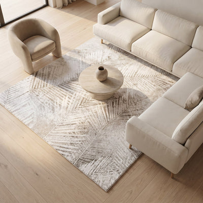 Tapis lavable de salon ivoire - Monza - ambiance salon 2