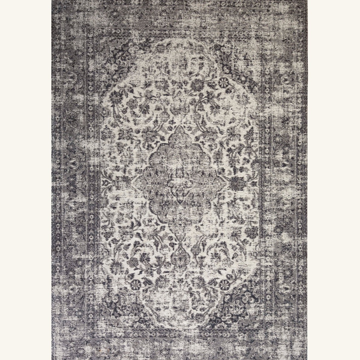 Tapis lavable de salon naturel - Cesena - fond #F9F6F0 détouré