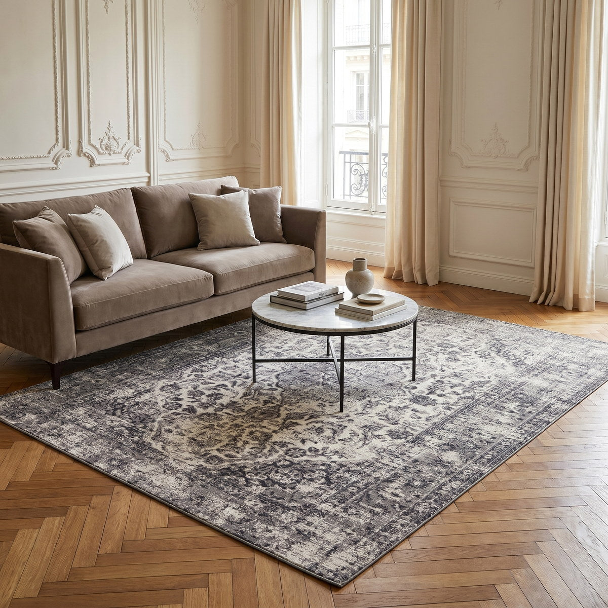 Tapis lavable de salon naturel - Cesena - ambiance salon 3