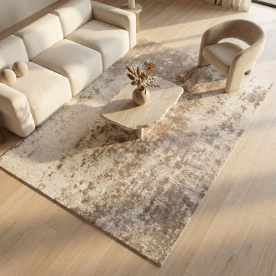 Tapis lavable de salon taupe - Marmo - ambiance salon 2