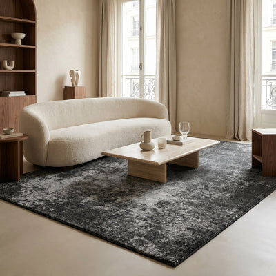 Tapis lavable effet pierre gris - Treviso - ambiance salon 1