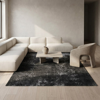Tapis lavable effet pierre gris - Treviso - ambiance salon 2