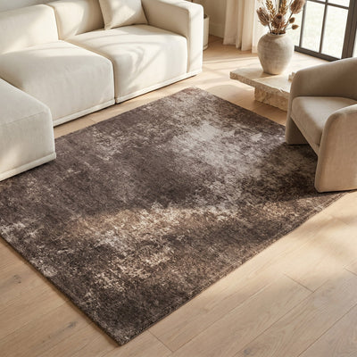 Tapis lavable effet pierre taupe - Viterbo - ambiance salon 2