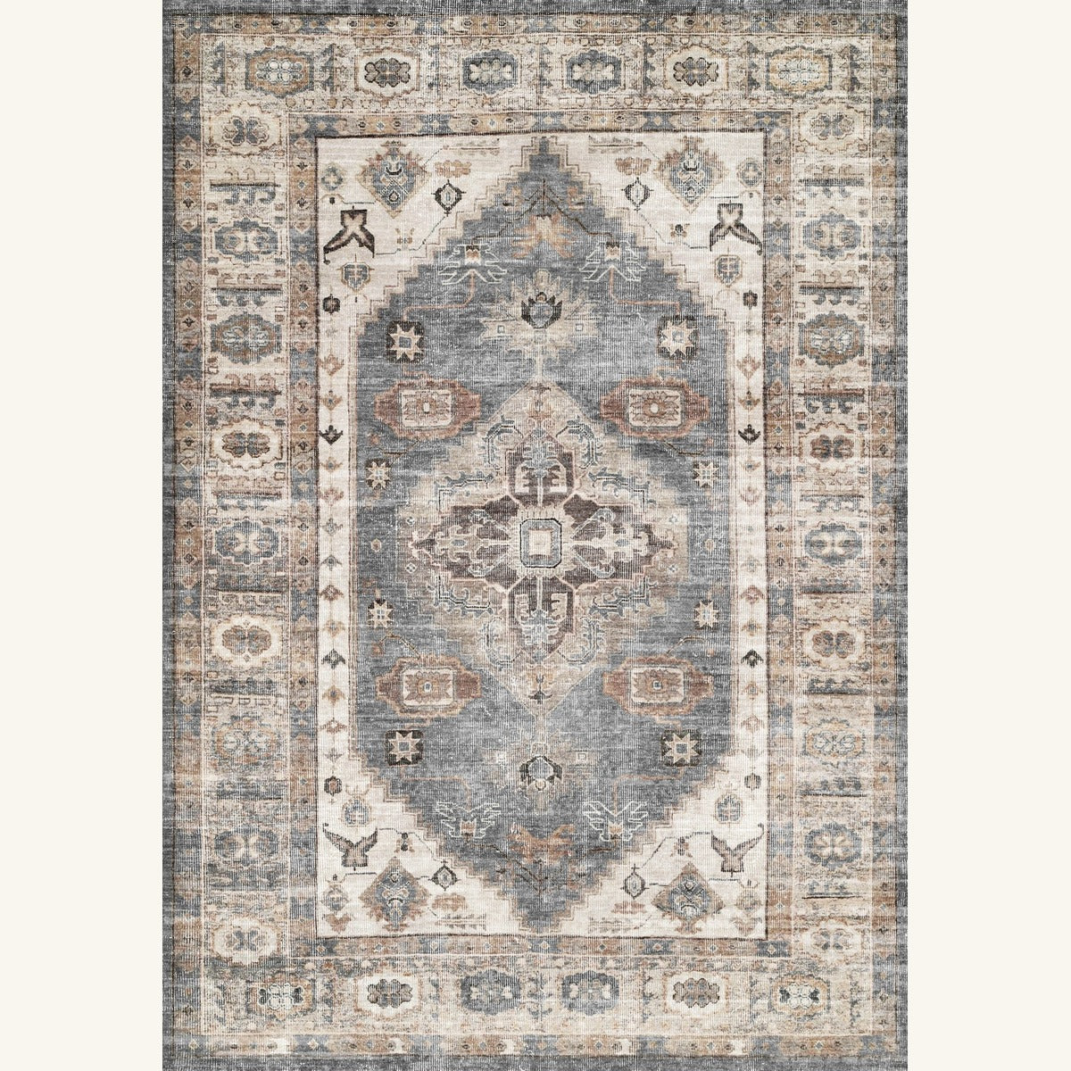 Tapis lavable vintage beige - Riviera - fond #F9F6F0 détouré