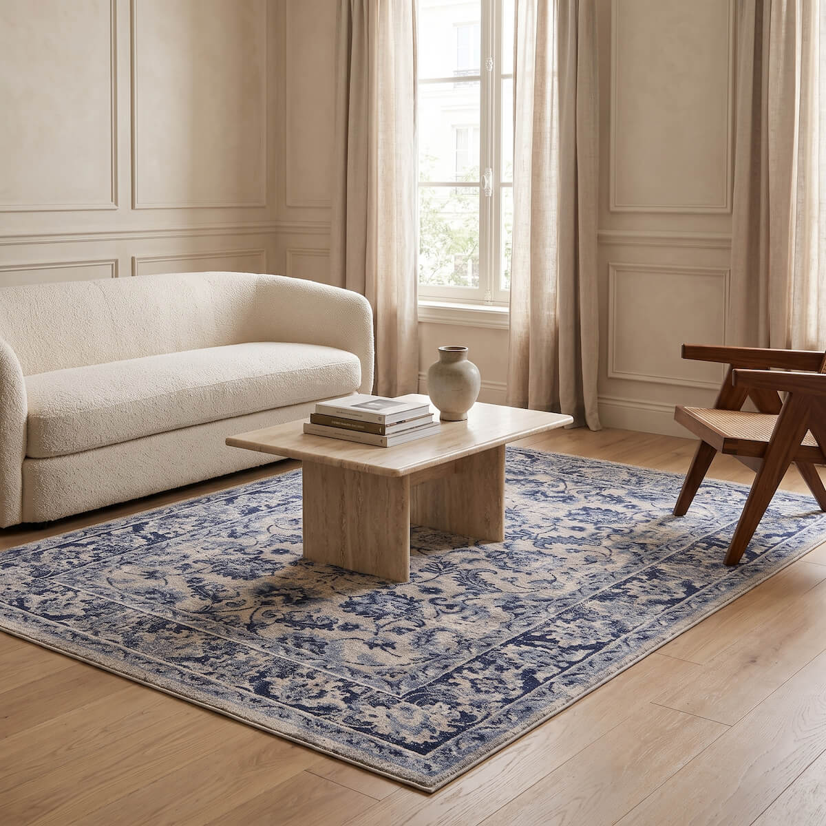 Tapis lavable vintage bleu - Ferrara
