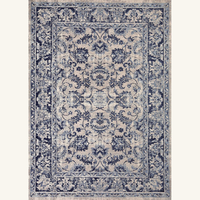 Tapis lavable vintage bleu - Ferrara - fond #F9F6F0 détouré