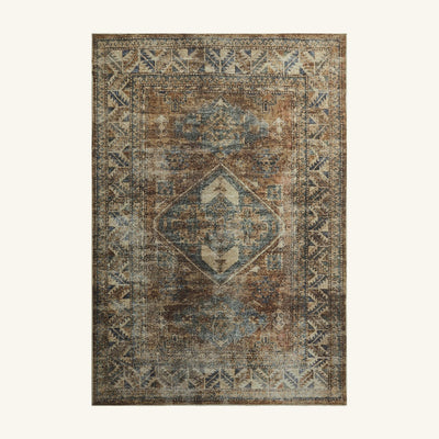 Tapis lavable vintage brun - Palermo - fond #F9F6F0 détouré