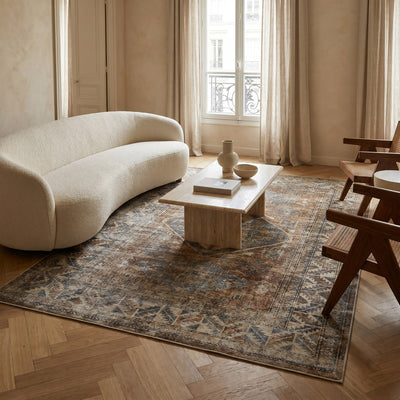 Tapis lavable vintage brun - Palermo - ambiance salon 1