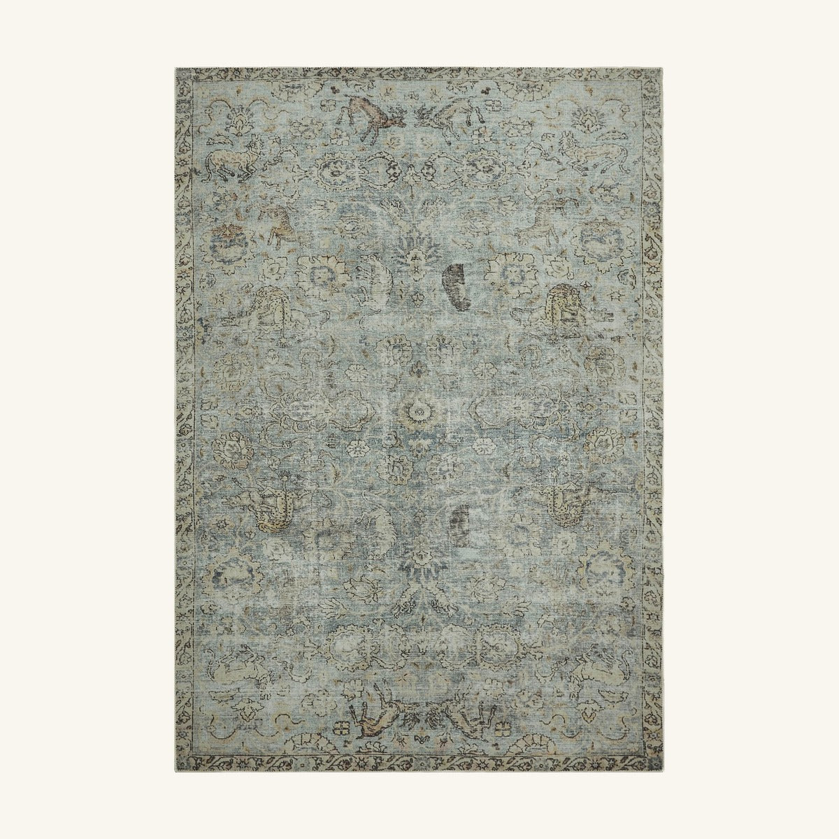 Tapis lavable vintage naturel - Como - fond #F9F6F0 détouré