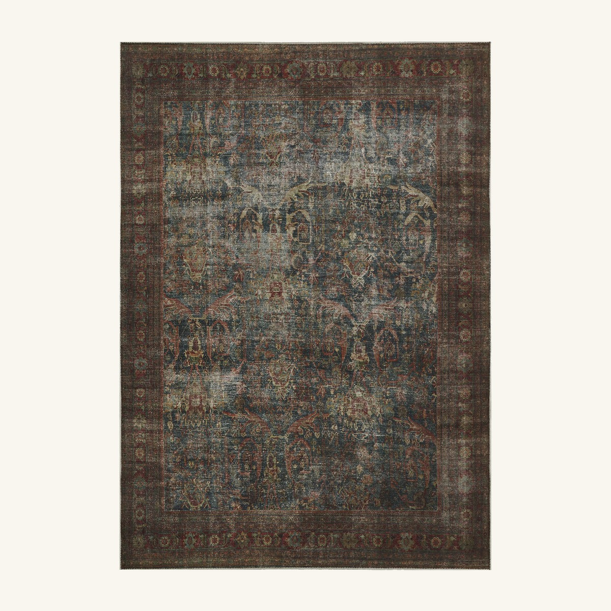 Tapis lavable vintage naturel - Pesaro - fond #F9F6F0 détouré