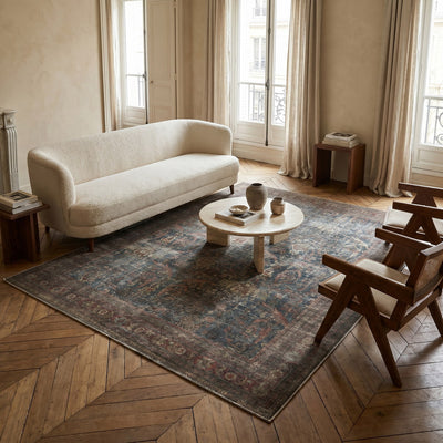 Tapis lavable vintage naturel - Pesaro - ambiance salon 1